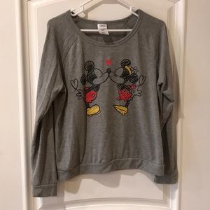 Disney light gray top with Mickey & Minnie print